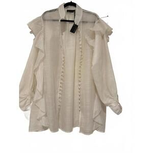 Vanessa Scott made in Italy sheer ivory button up duster/cardigan sz L #1656